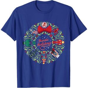 imageMarvel Christmas Avengers Nutcrackers Wreath Heroic Holidays TShirtRoyal Blue