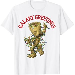 imageMarvel Christmas Groot Galaxy Greetings Short Sleeve TShirtWhite