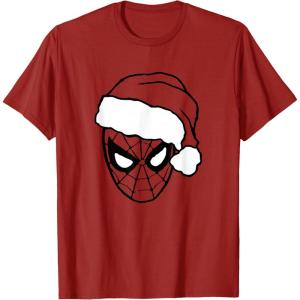 imageMarvel Christmas SpiderMan Santa Big Face TShirtCranberry Red