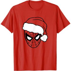imageMarvel Christmas SpiderMan Santa Big Face TShirtRed