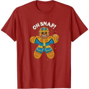 imageMarvel Christmas Thanos Gingerbread Oh Snap TShirtCranberry Red