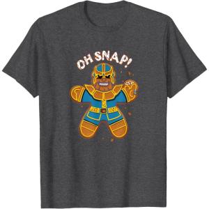 imageMarvel Christmas Thanos Gingerbread Oh Snap TShirtDark Heather Grey