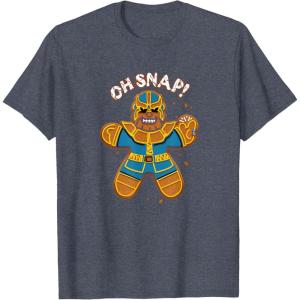 imageMarvel Christmas Thanos Gingerbread Oh Snap TShirtHeather Blue