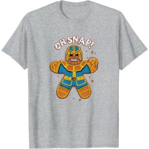 imageMarvel Christmas Thanos Gingerbread Oh Snap TShirtHeather Grey