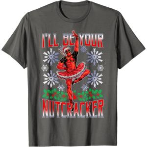 imageMarvel Deadpool Nutcracker Ballerina Santa Christmas Short Sleeve TShirtAsphalt Grey