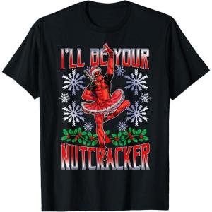 imageMarvel Deadpool Nutcracker Ballerina Santa Christmas Short Sleeve TShirtBlack