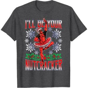 imageMarvel Deadpool Nutcracker Ballerina Santa Christmas Short Sleeve TShirtDark Heather Grey