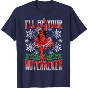 imageMarvel Deadpool Nutcracker Ballerina Santa Christmas Short Sleeve TShirtNavy Blue