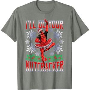 imageMarvel Deadpool Nutcracker Ballerina Santa Christmas Short Sleeve TShirtOlive Heather