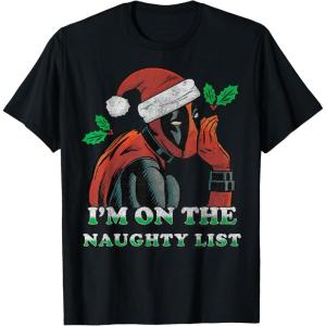 imageMarvel Deadpool Santa Secret Naughty List Christmas TShirtBlack