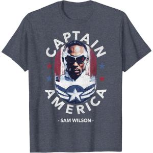 imageMarvel Falcon Winter Soldier Sam Wilson Captain America TShirtHeather Blue