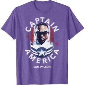 imageMarvel Falcon Winter Soldier Sam Wilson Captain America TShirtPurple Heather