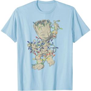 imageMarvel Guardians Of The Galaxy Groot Christmas Lights TShirtBaby Blue