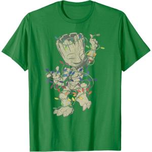 imageMarvel Guardians Of The Galaxy Groot Christmas Lights TShirtKelly Green