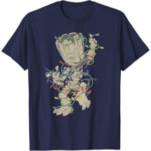 imageMarvel Guardians Of The Galaxy Groot Christmas Lights TShirtNavy Blue