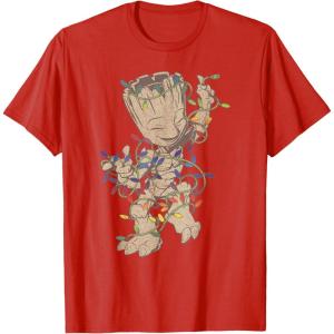 imageMarvel Guardians Of The Galaxy Groot Christmas Lights TShirtRed