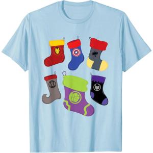 imageMarvel Holiday Avengers Team Festive Christmas Stockings TShirtBaby Blue
