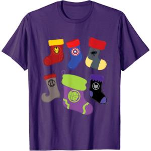 imageMarvel Holiday Avengers Team Festive Christmas Stockings TShirtPurple