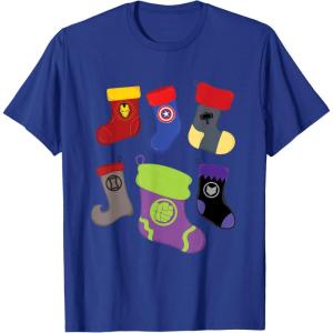 imageMarvel Holiday Avengers Team Festive Christmas Stockings TShirtRoyal Blue