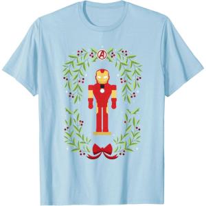 imageMarvel Holiday Christmas Avengers Holly Iron Man Nutcracker TShirtBaby Blue