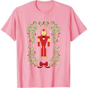 imageMarvel Holiday Christmas Avengers Holly Iron Man Nutcracker TShirtPink
