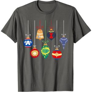 imageMarvel Holiday Christmas Avengers Team Festive Ornaments TShirtAsphalt Grey