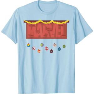 imageMarvel Logo Holiday Christmas Avengers Super Hero Ornaments TShirtBaby Blue