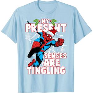 imageMarvel SpiderMan Present Senses Tingling Christmas TShirtBaby Blue