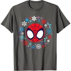 imageMarvel Spidey and His Amazing Friends Christmas Wreath TShirtAsphalt Grey