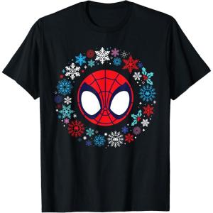 imageMarvel Spidey and His Amazing Friends Christmas Wreath TShirtBlack