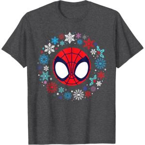 imageMarvel Spidey and His Amazing Friends Christmas Wreath TShirtDark Heather Grey