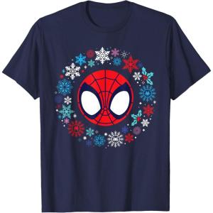 imageMarvel Spidey and His Amazing Friends Christmas Wreath TShirtNavy Blue