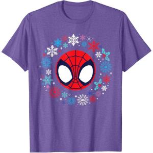 imageMarvel Spidey and His Amazing Friends Christmas Wreath TShirtPurple Heather