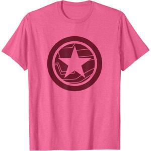 imageMarvel The Falcon And The Winter Soldier Bucky Red Logo TShirtPink Heather