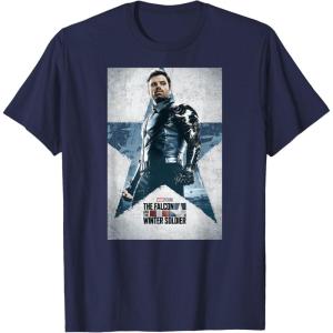 imageMarvel The Falcon and The Winter Soldier Bucky Barnes Poster TShirtNavy Blue
