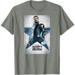 imageMarvel The Falcon and The Winter Soldier Bucky Barnes Poster TShirtOlive Heather