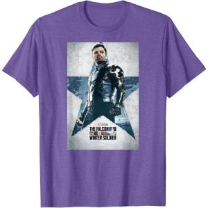 imageMarvel The Falcon and The Winter Soldier Bucky Barnes Poster TShirtPurple Heather