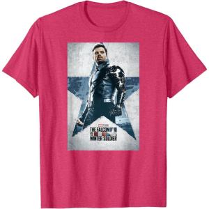 imageMarvel The Falcon and The Winter Soldier Bucky Barnes Poster TShirtRed Heather