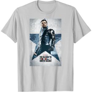 imageMarvel The Falcon and The Winter Soldier Bucky Barnes Poster TShirtSilver Grey