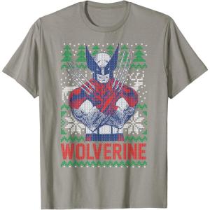 imageMarvel XMen Wolverine Christmas Tree Ugly Sweater TShirtSlate Grey