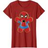 imageMarvel SpiderMan Holiday Christmas Gingerbread Man Cookie TShirtCranberry Red