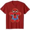 imageMarvel SpiderMan Holiday Christmas Gingerbread Man Cookie TShirtCranberry Red