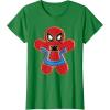 imageMarvel SpiderMan Holiday Christmas Gingerbread Man Cookie TShirtKelly Green