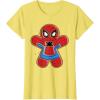 imageMarvel SpiderMan Holiday Christmas Gingerbread Man Cookie TShirtLemon Yellow