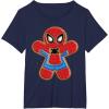 imageMarvel SpiderMan Holiday Christmas Gingerbread Man Cookie TShirtNavy Blue