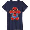 imageMarvel SpiderMan Holiday Christmas Gingerbread Man Cookie TShirtNavy Blue