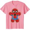 imageMarvel SpiderMan Holiday Christmas Gingerbread Man Cookie TShirtPink