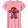 imageMarvel SpiderMan Holiday Christmas Gingerbread Man Cookie TShirtPink