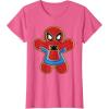 imageMarvel SpiderMan Holiday Christmas Gingerbread Man Cookie TShirtPink Heather