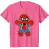 imageMarvel SpiderMan Holiday Christmas Gingerbread Man Cookie TShirtPink Heather